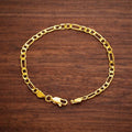 18K Gold Plated Figaro Chain Bracelet, Unisex Minimalist Link Jewelry