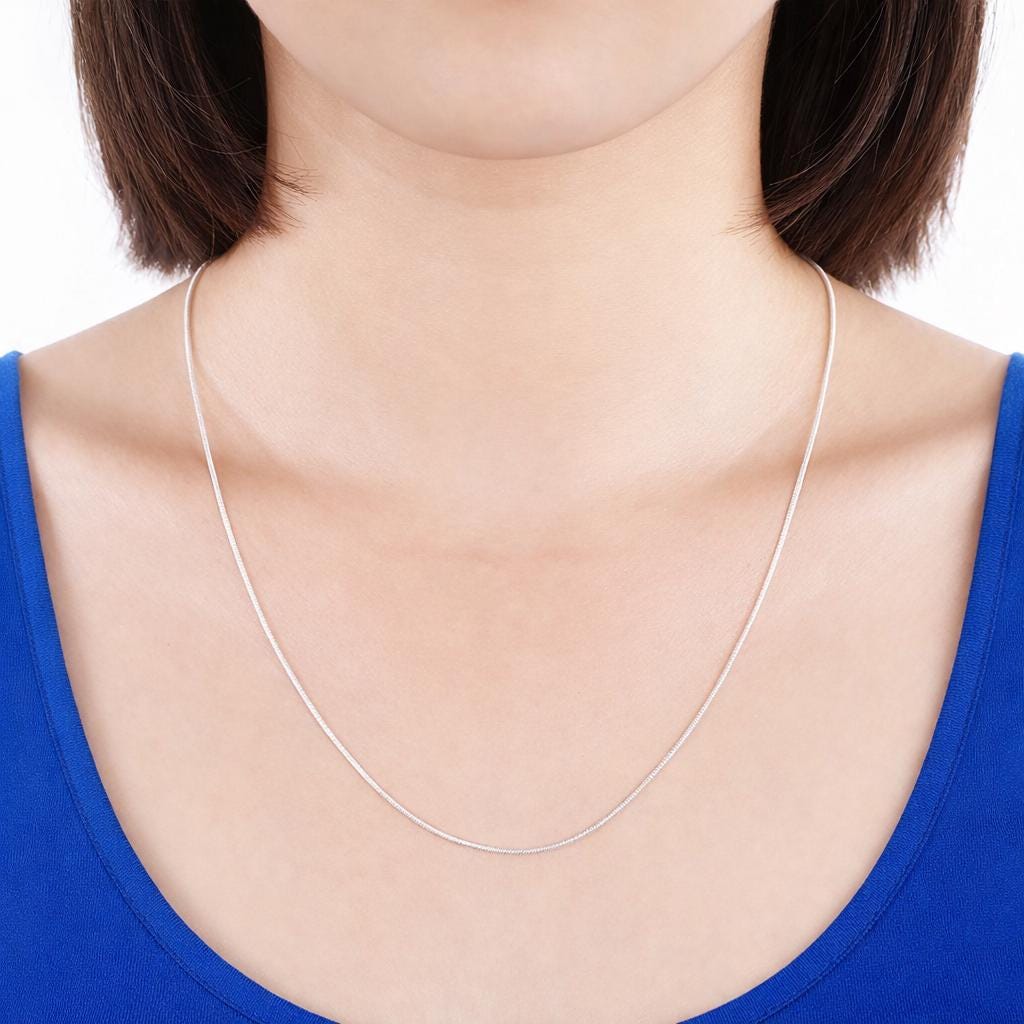 1MM Sterling Silver Plated Snake Chain Necklace, Minimalist Unisex Layering Jewelry