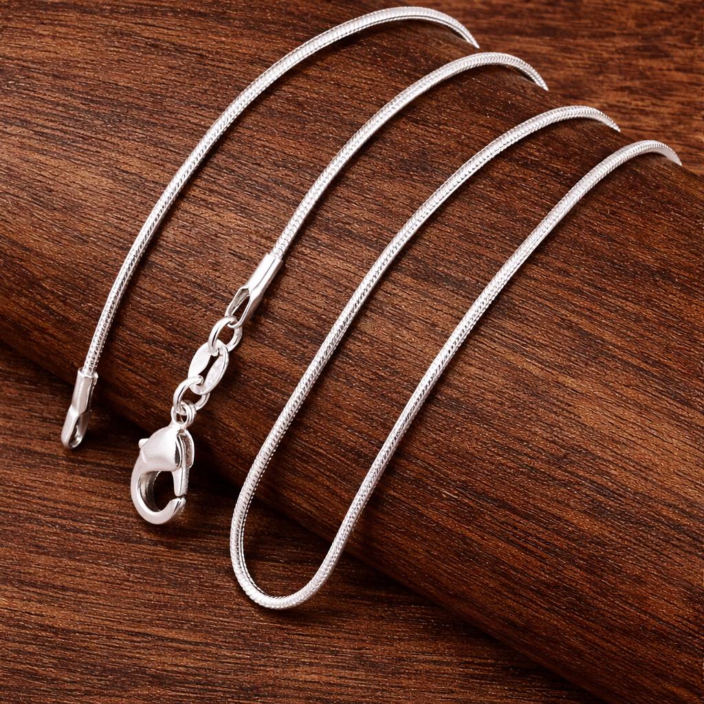 1MM Sterling Silver Plated Snake Chain Necklace, Minimalist Unisex Layering Jewelry