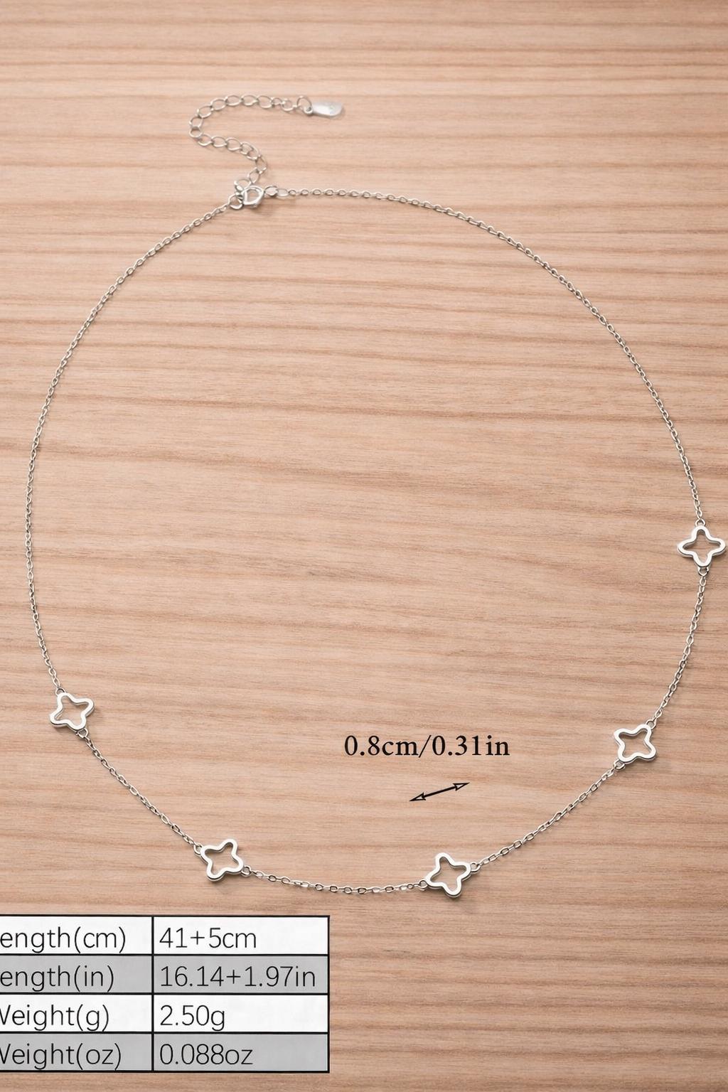 925 Sterling Silver Hollow Clover Necklace, Minimalist Lucky Charm Jewelry
