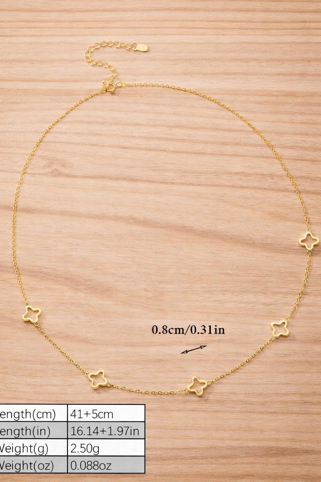 925 Sterling Silver Hollow Clover Necklace, Minimalist Lucky Charm Jewelry