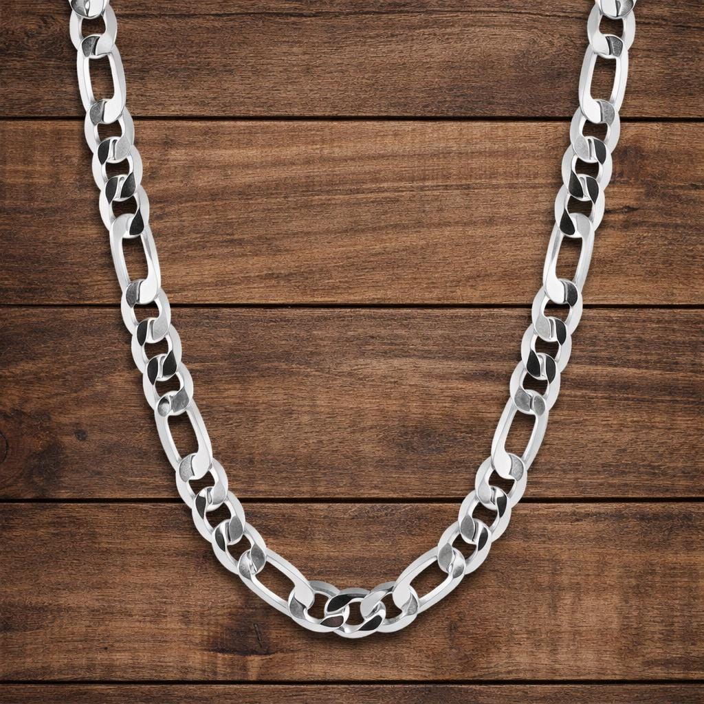 8MM Sterling Silver Plated Geometry Chain Necklace, Unisex Minimalist Jewelry