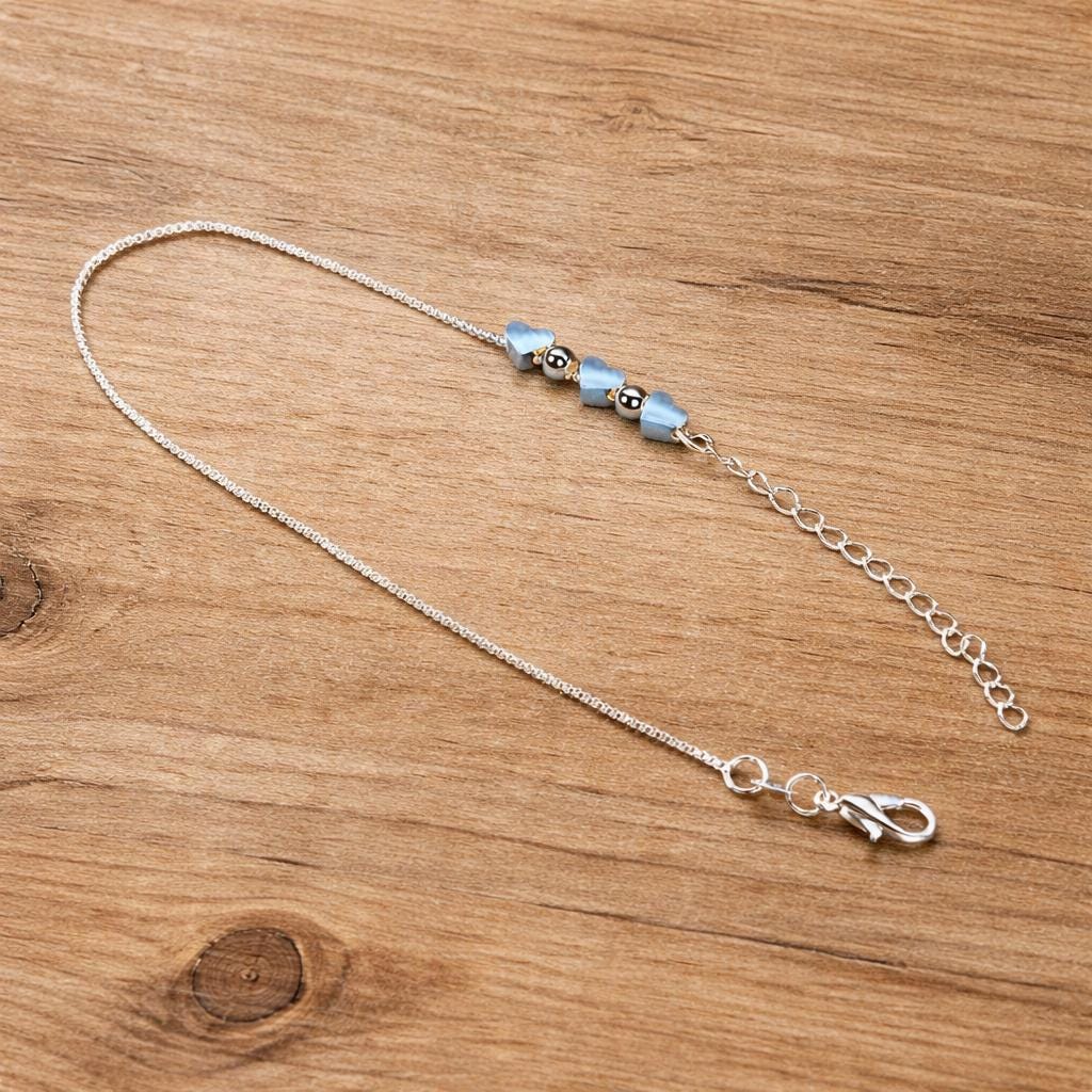 925 Silver Plated Heart Charm Bracelet, Romantic Wedding Jewelry, Adjustable Chain Gift