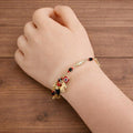 14K Gold-Tone Lucky Eye Elephant Charm Bracelet – Brass Protection Amulet
