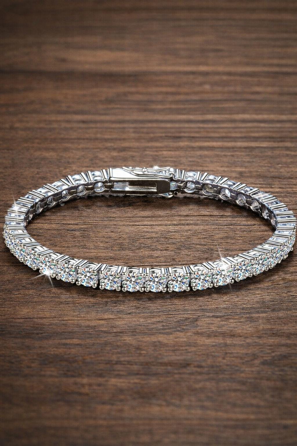 3mm Moissanite Tennis Bracelet, S925 Sterling Silver, Dainty Minimalist Jewelry, Wedding Gift