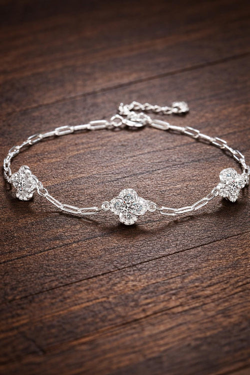 1.5CT Moissanite Bracelet, 925 Sterling Silver, Elegant Chain Jewelry, Women's Wedding Accessory