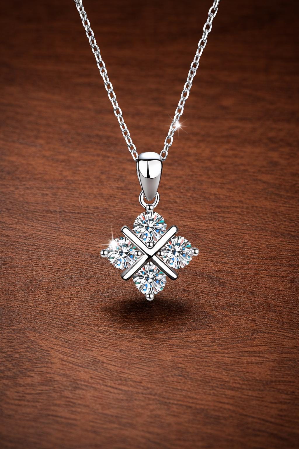 925 Sterling Silver Moissanite Necklace, 1.2 Carat Sparkling Pendant, Women's Luxury Jewelry