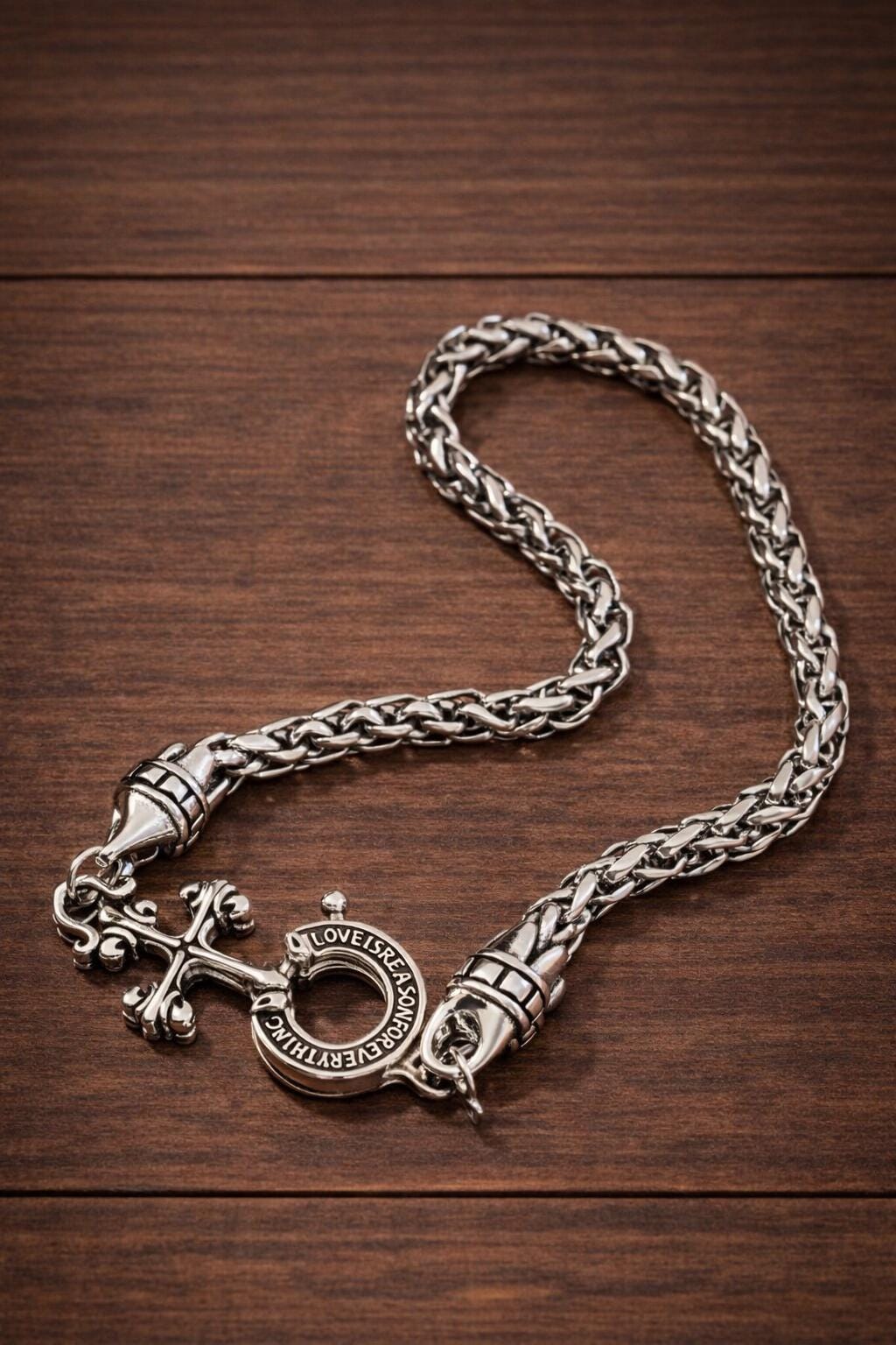 1pc Elegant Braided Chain Cross & Horseshoe Charm Bracelet For Women, Suitable For Daily Wear