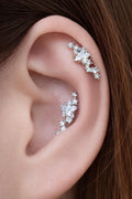 18K Gold Plated Star Crystal Earring, Helix Tragus Piercing, Hypoallergenic Stainless Steel