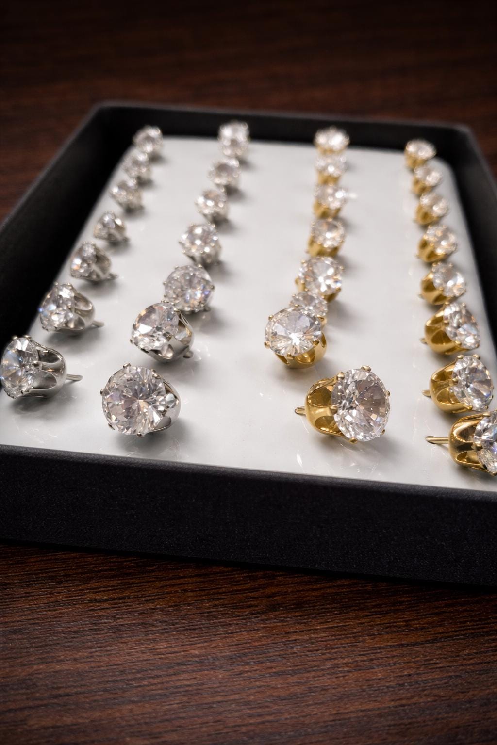 6 Pairs Stainless Steel Stud Earrings Set, CZ Earrings Gold & Silver, Hypoallergenic Waterproof Jewelry