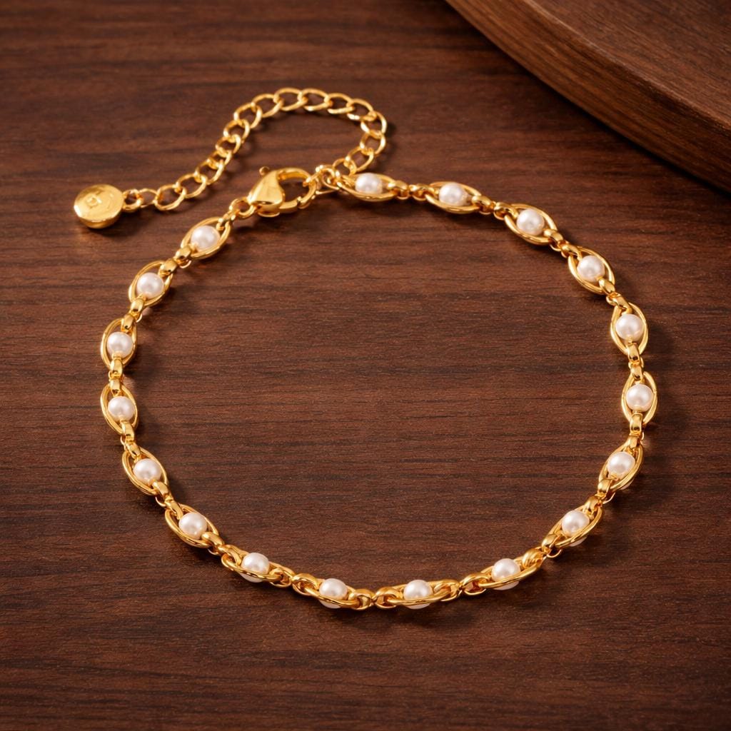 18K Gold Plated Irregular Pearl Chain Bracelet, Elegant Minimalist Jewelry