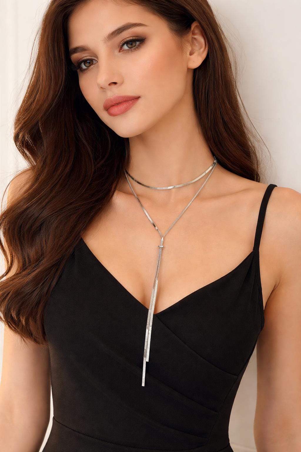 316L Stainless Steel Flat Snake Chain Choker Necklace – Adjustable Minimalist Jewelry
