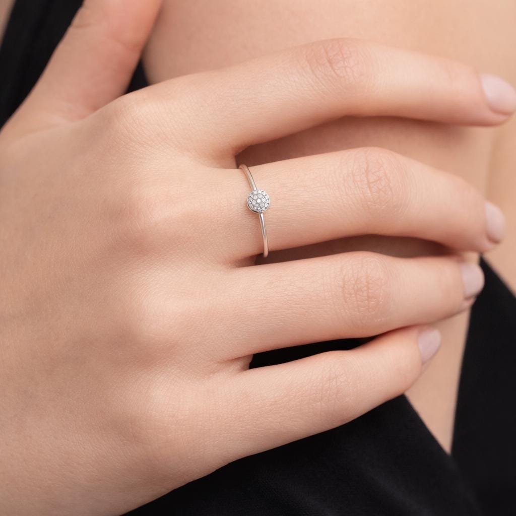 18K Gold Plated CZ Pave Ring, Stainless Steel Bridal Band, Elegant Cubic Zirconia