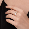 18K Gold Plated Square Zircon Ring, Waterproof Stainless Steel Minimalist Jewelry
