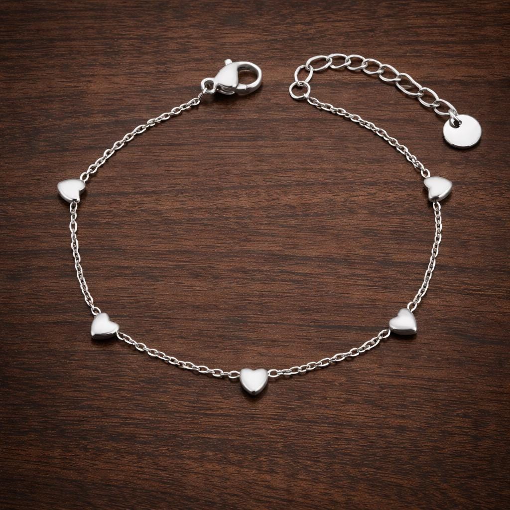 18K Gold Plated Heart Chain Bracelet – Dainty Stainless Steel Minimalist Jewelry