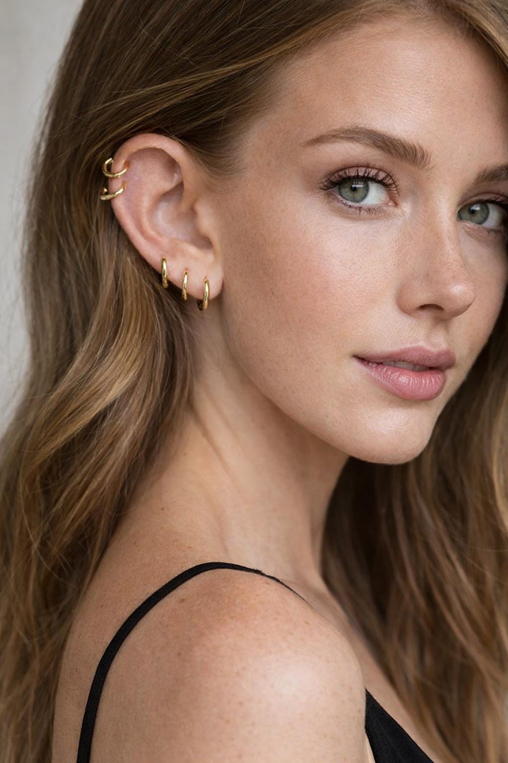 14K Gold Plated Huggie Hoop Earrings Set – Stainless Steel, Hypoallergenic Small Hoops