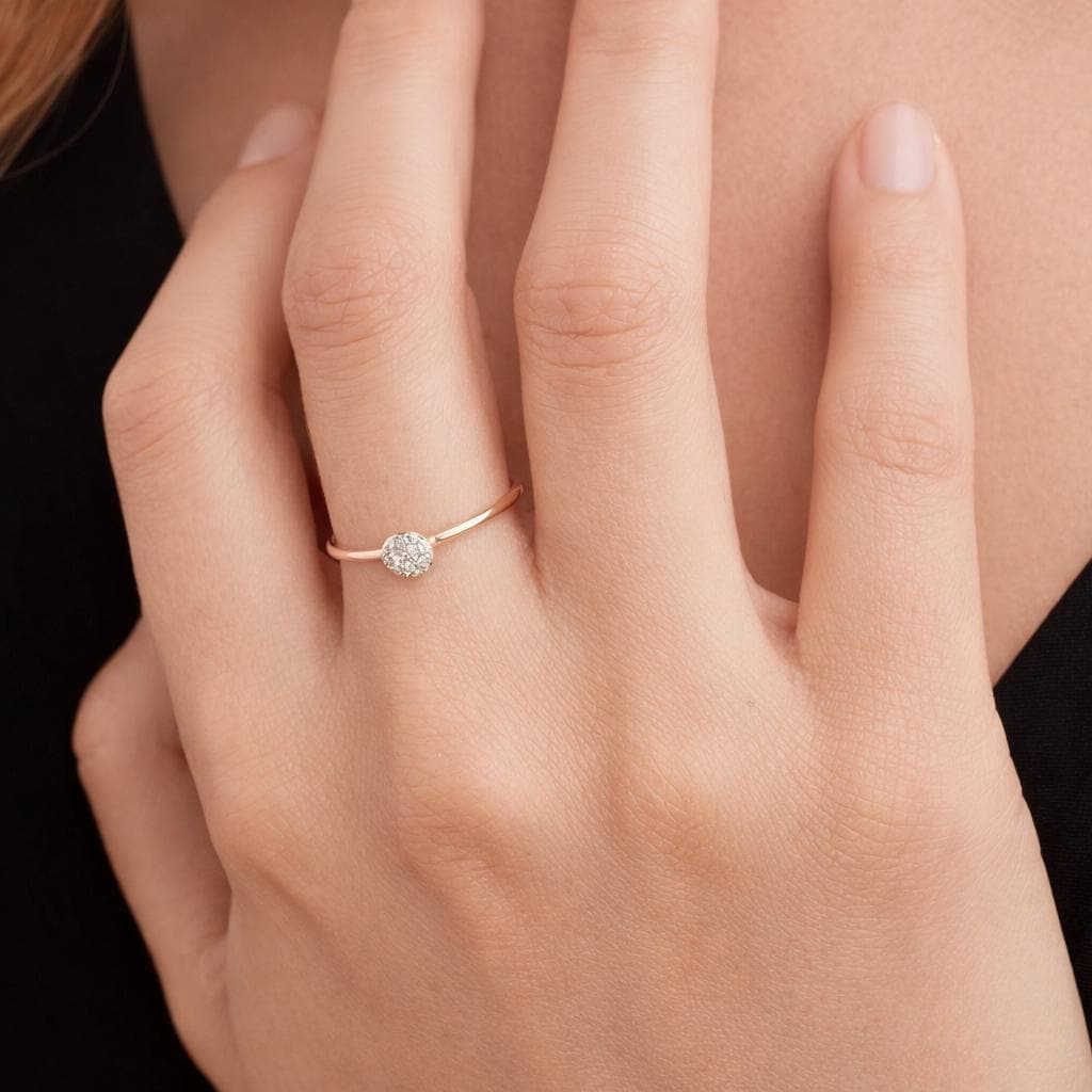 18K Gold Plated CZ Pave Ring, Stainless Steel Bridal Band, Elegant Cubic Zirconia